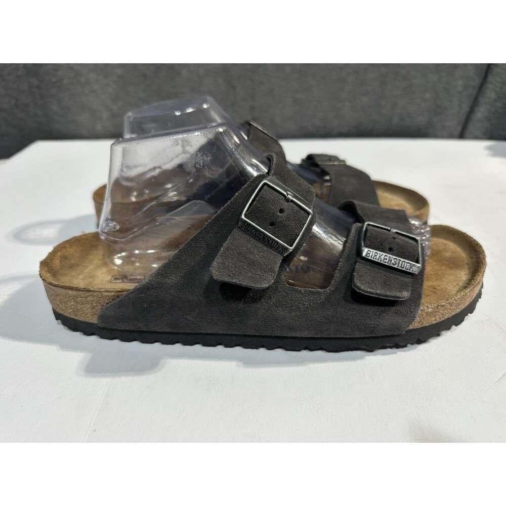 Birkenstock Arizona Soft Footbed Velvet Gray Suede Leather Sz 44 Eur Narrow
